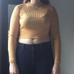 Brand NEW yellow crop top with long sleeve